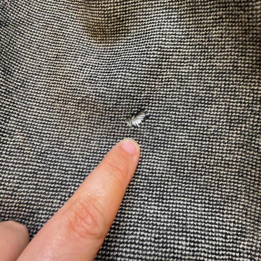 No Phone Conversation - Basket Weave Wool Woven - Black/White - 2.15M Bundle - True Deadstock fabric Fabric by private - Sustainable Textile | FABCYCLE