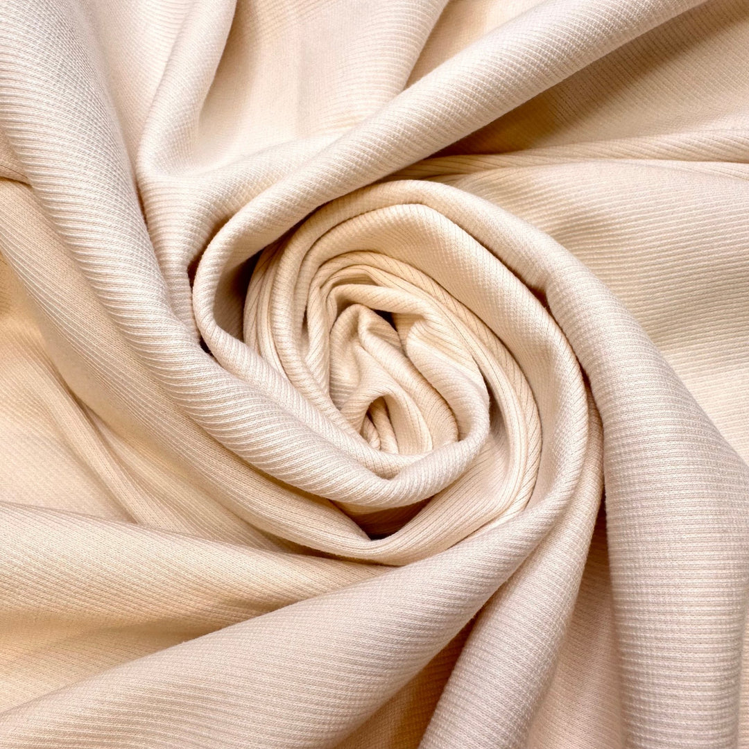 No Talking During The Test - Rib Knit Cotton Knit - Cream - 2.7M Bundle - True Deadstock fabric Fabric by private - Sustainable Textile | FABCYCLE