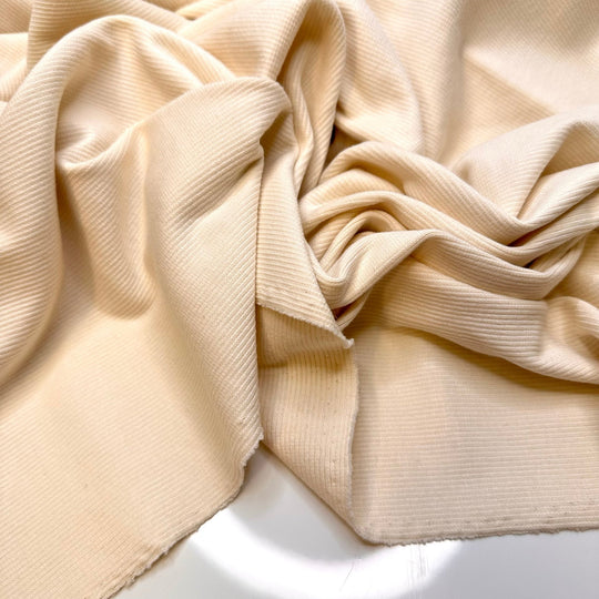 No Talking During The Test - Rib Knit Cotton Knit - Cream - 2.7M Bundle - True Deadstock fabric Fabric by private - Sustainable Textile | FABCYCLE