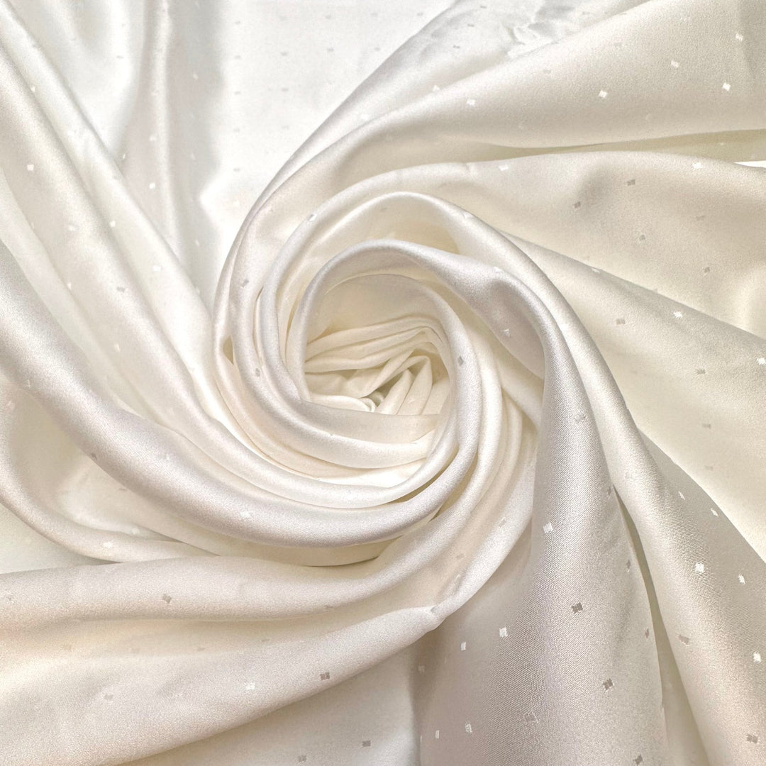No White After Labour Day - Polyester Blend Woven - White Geometric - 1.8M Bundle - True Deadstock fabric Fabric by private - Sustainable Textile | FABCYCLE
