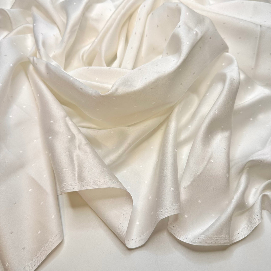 No White After Labour Day - Polyester Blend Woven - White Geometric - 1.8M Bundle - True Deadstock fabric Fabric by private - Sustainable Textile | FABCYCLE