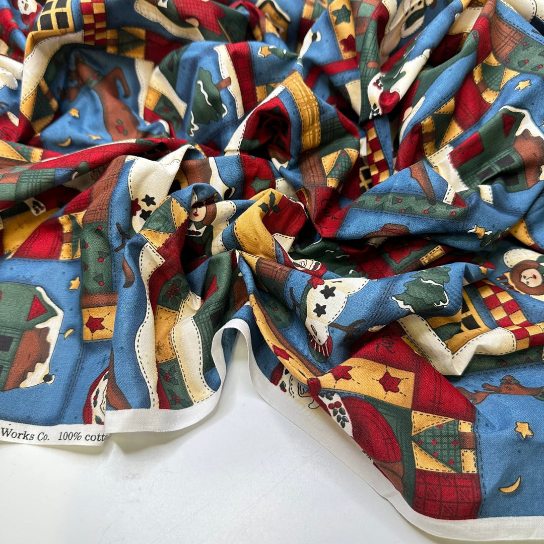 North Pole - Cotton Woven - Blue Multi Geometric - 1.15M Bundle - True Deadstock fabric Fabric by private - Sustainable Textile | FABCYCLE