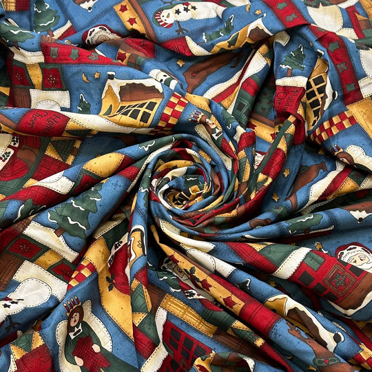 North Pole - Cotton Woven - Blue Multi Geometric - 1.15M Bundle - True Deadstock fabric Fabric by private - Sustainable Textile | FABCYCLE