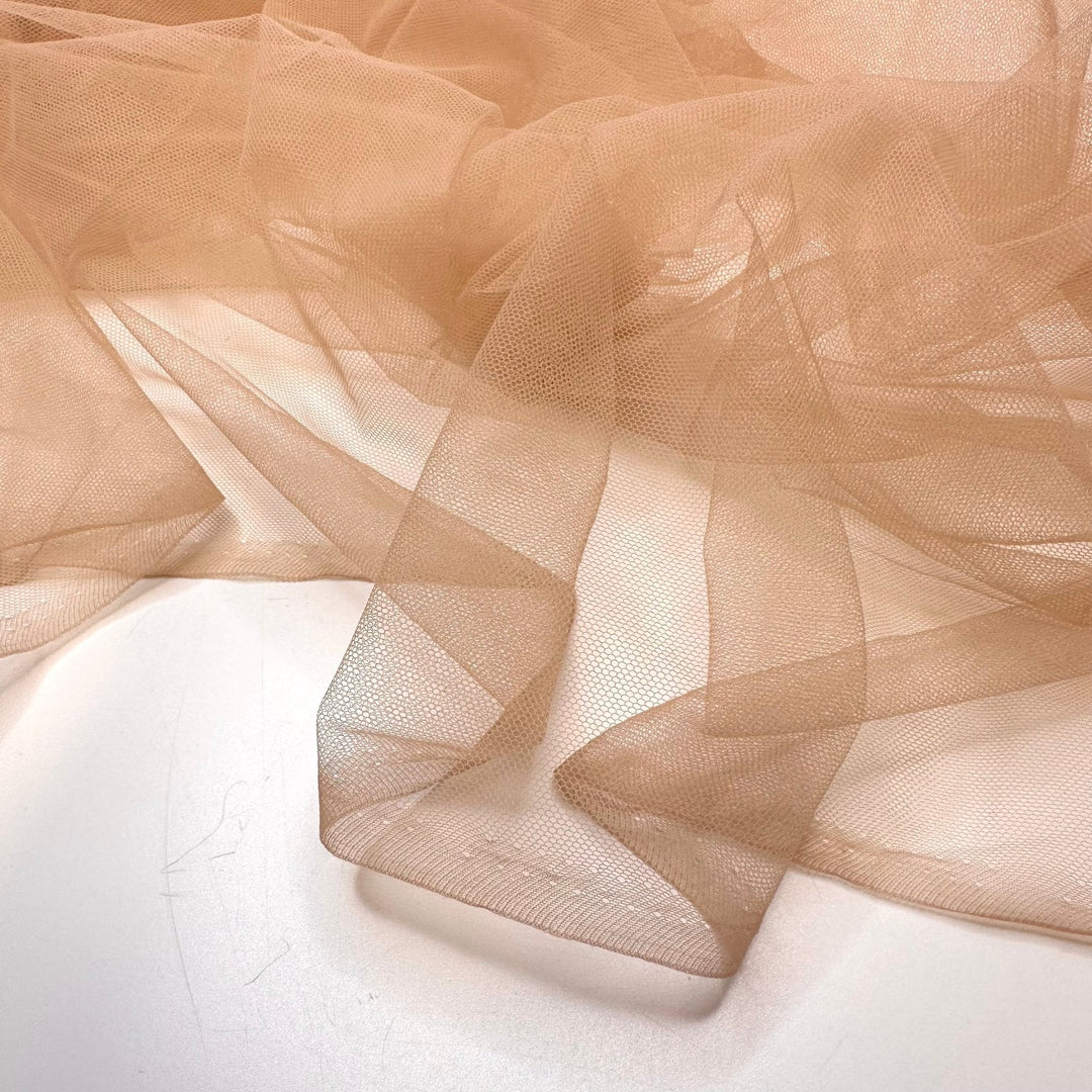 Not Having To Wear So Many Layers - Tulle Polyester Blend Knit - Light Beige - 1.3M Bundle - True Deadstock fabric Fabric by private - Sustainable Textile | FABCYCLE