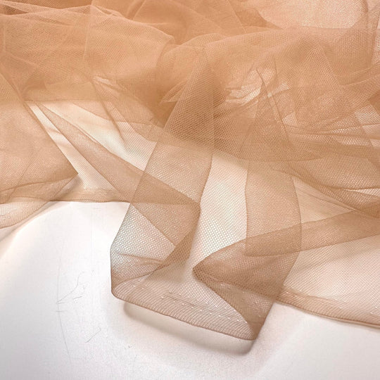 Not Having To Wear So Many Layers - Tulle Polyester Blend Knit - Light Beige - 1.3M Bundle - True Deadstock fabric Fabric by private - Sustainable Textile | FABCYCLE