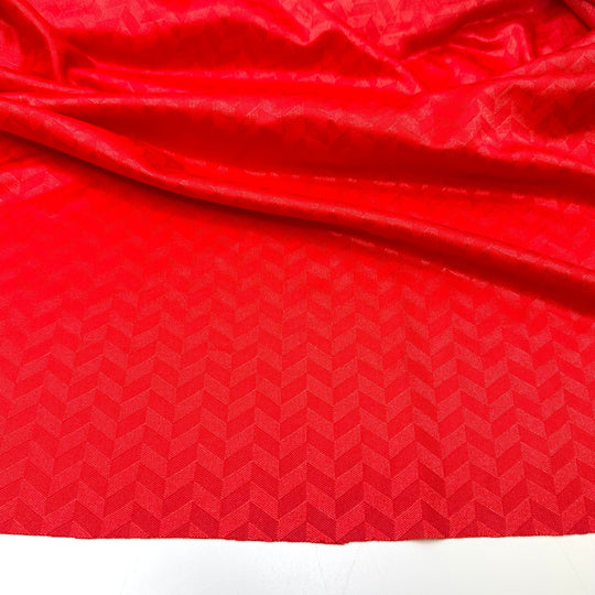 Obsessed With Being A Menace - Poly Knit - Red Chevron - 1M Bundle - True Deadstock fabric Fabric by private - Sustainable Textile | FABCYCLE