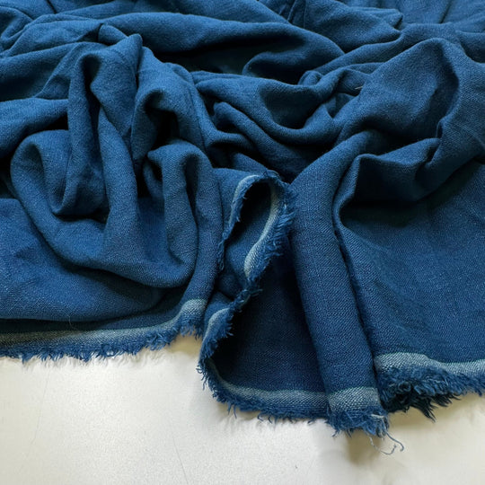 Ocean Inspirations - Linen/Cotton Woven - Dark Teal Blue - 1.1M Bundle - True Deadstock fabric Fabric by private - Sustainable Textile | FABCYCLE