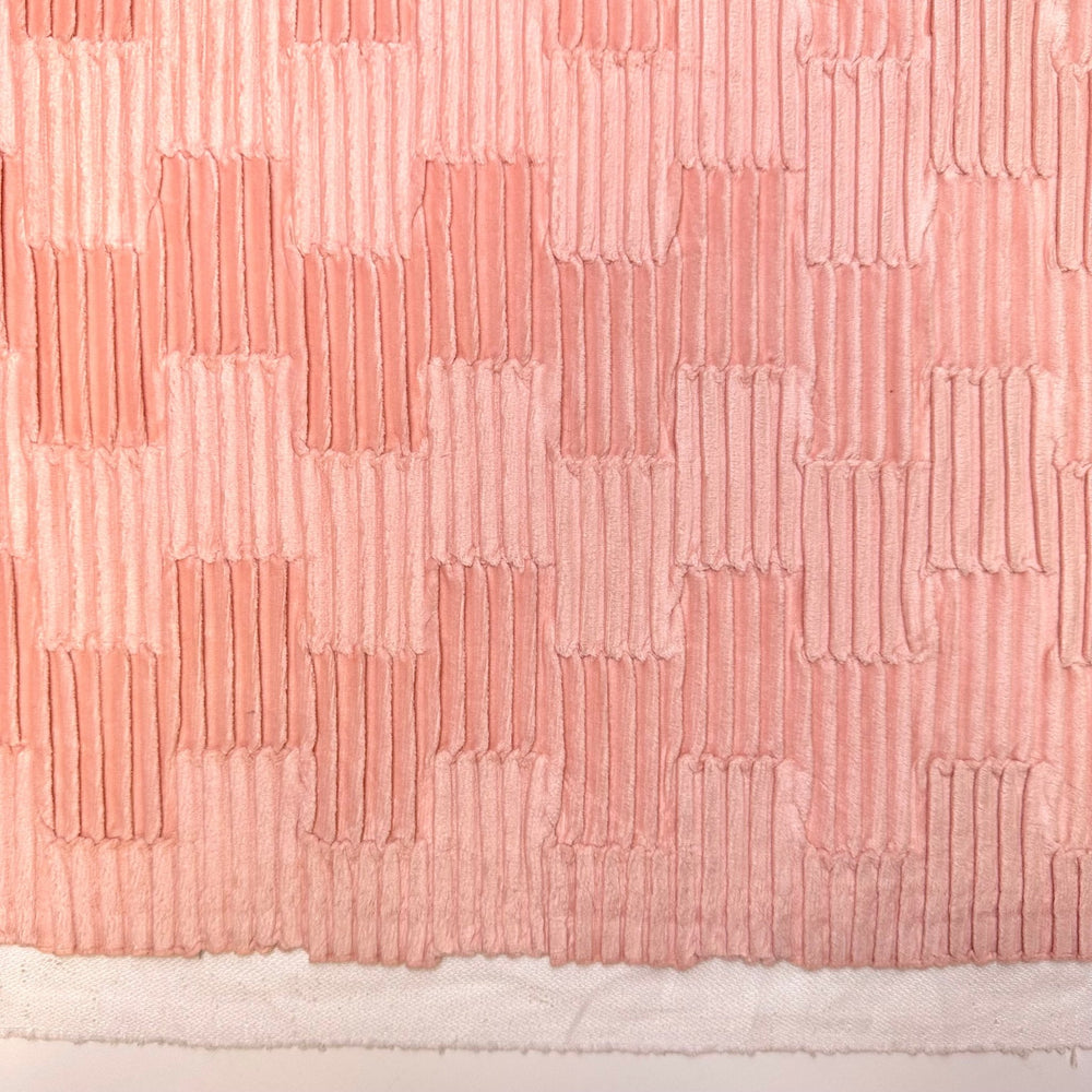 Oddly Satisfying - Pleated Knitted Velour Polyester Blend Knit - Light Pink Geometric - 1.2M Bundle - True Deadstock fabric Fabric by private - Sustainable Textile | FABCYCLE
