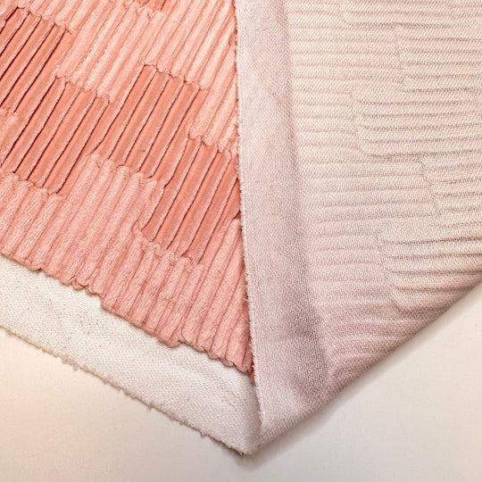 Oddly Satisfying - Pleated Knitted Velour Polyester Blend Knit - Light Pink Geometric - 1.2M Bundle - True Deadstock fabric Fabric by private - Sustainable Textile | FABCYCLE