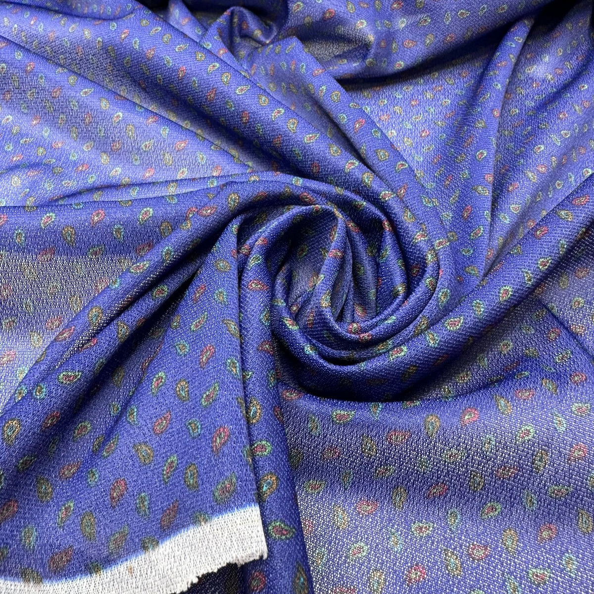 Office Party - Polyester Blend Knit - Dark Blue Multi Paisley - 2M Bundle - True Deadstock fabric Fabric by private - Sustainable Textile | FABCYCLE