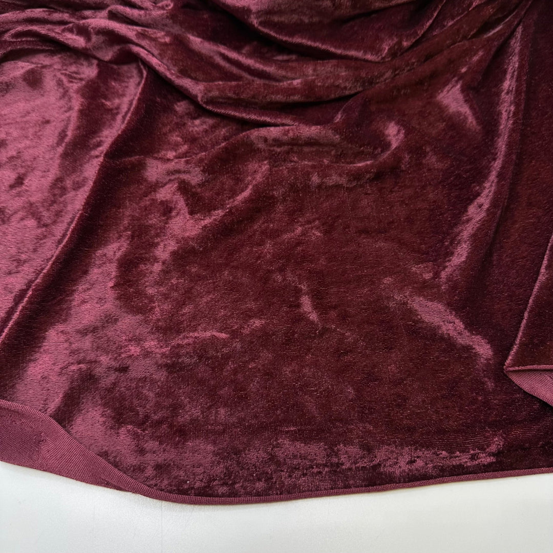 Oh That Is Smooth - Crushed Velour Poly Knit - Dark Burgundy - 1.5M Bundle - True Deadstock fabric Fabric by private - Sustainable Textile | FABCYCLE