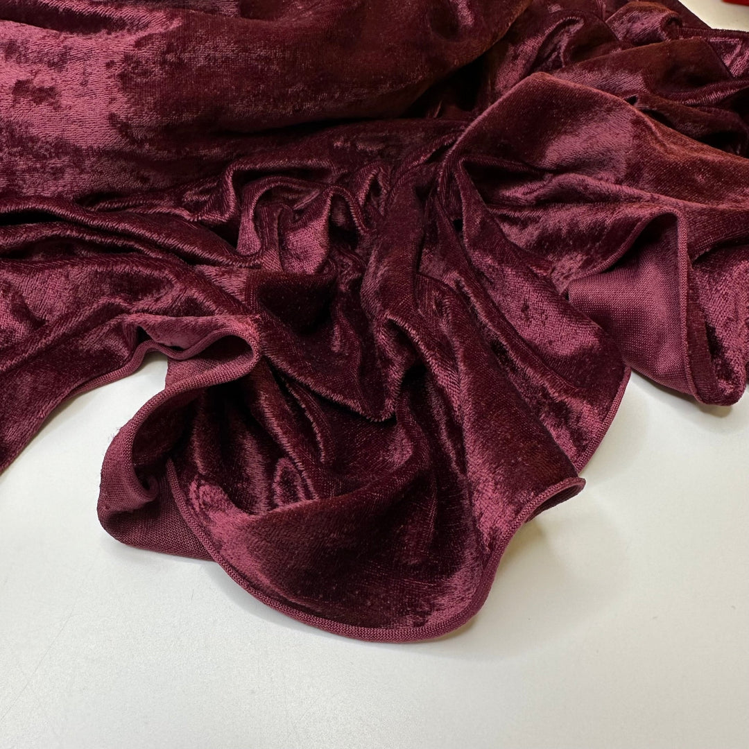 Oh That Is Smooth - Crushed Velour Poly Knit - Dark Burgundy - 1.5M Bundle - True Deadstock fabric Fabric by private - Sustainable Textile | FABCYCLE