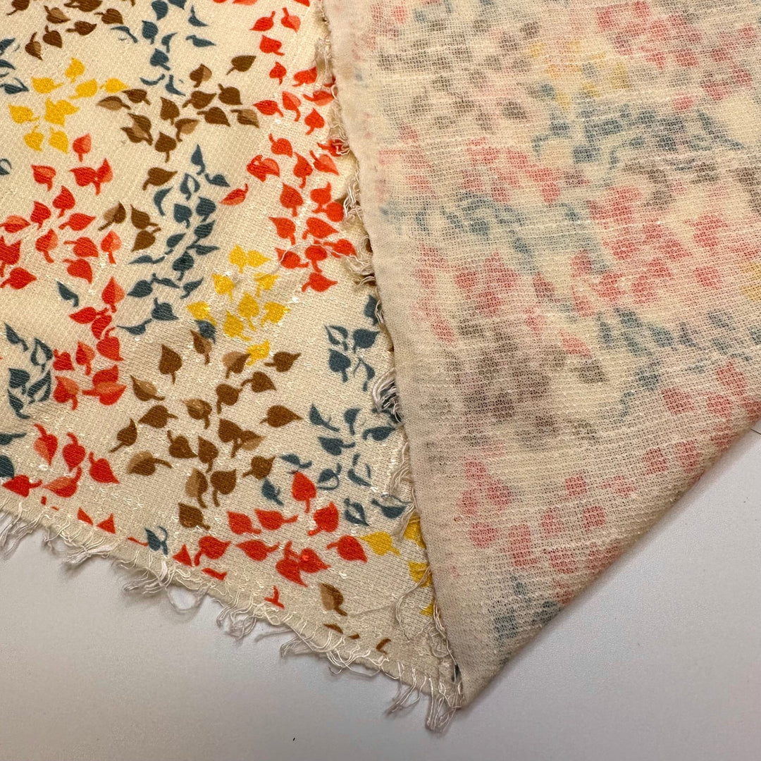 Oktoberfest - Vintage Jersey Poly Knit - Cream Multi Leaf - 3.85M Bundle - True Deadstock fabric Fabric by private - Sustainable Textile | FABCYCLE