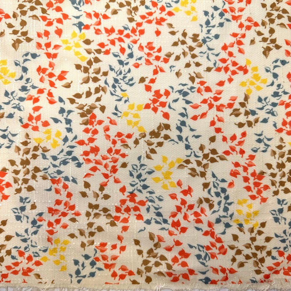 Oktoberfest - Vintage Jersey Poly Knit - Cream Multi Leaf - 3.85M Bundle - True Deadstock fabric Fabric by private - Sustainable Textile | FABCYCLE