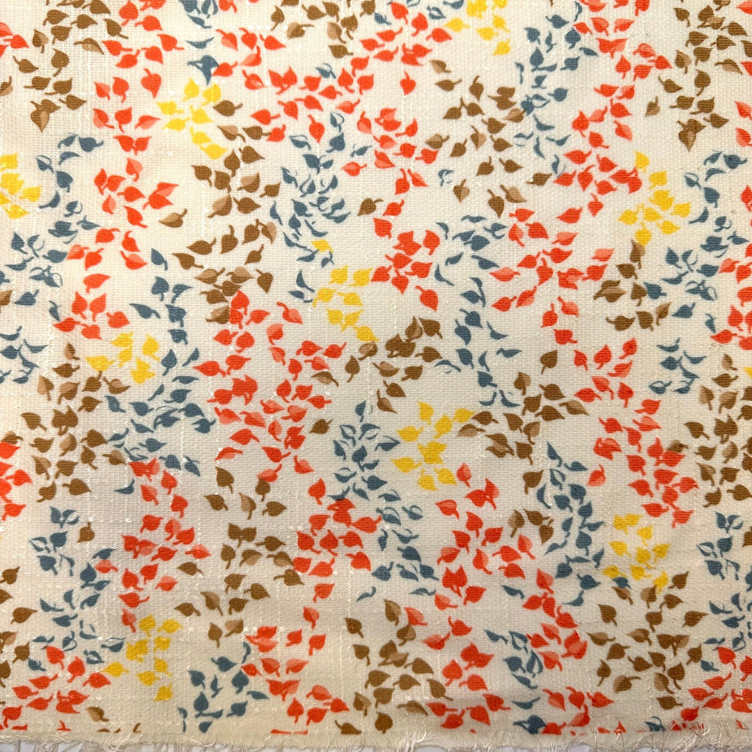 Oktoberfest - Vintage Jersey Poly Knit - Cream Multi Leaf - 3.85M Bundle - True Deadstock fabric Fabric by private - Sustainable Textile | FABCYCLE