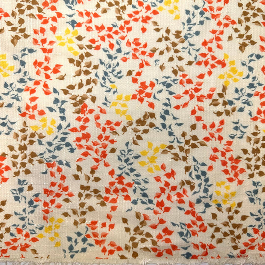 Oktoberfest - Vintage Jersey Poly Knit - Cream Multi Leaf - 3.85M Bundle - True Deadstock fabric Fabric by private - Sustainable Textile | FABCYCLE