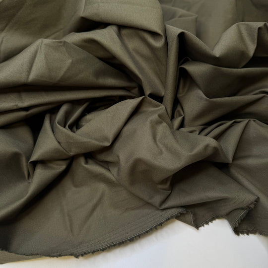 Olive Jar Opened - Cotton Blend Woven - Dark Olive Green - 1.65M Bundle - True Deadstock fabric Fabric by private - Sustainable Textile | FABCYCLE