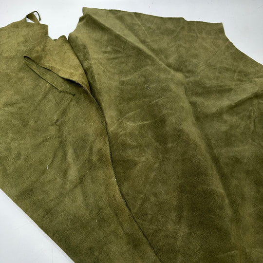 Olive You Very Much - Suede Leather Woven - Olive Green - 0.7M Bundle - True Deadstock fabric Fabric by private - Sustainable Textile | FABCYCLE