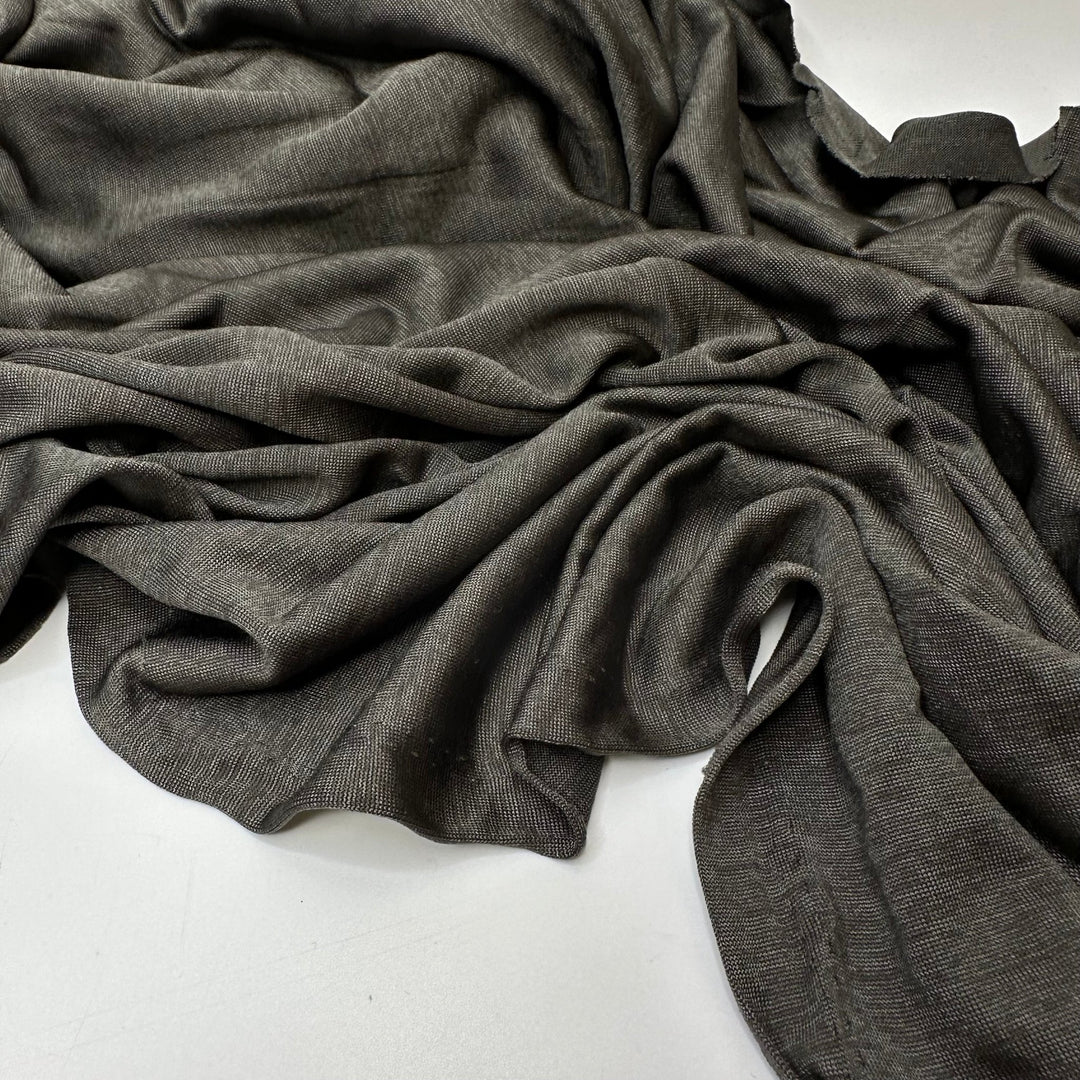 Oliver Grey - Satin Finish Rib Knit Cotton/Poly Knit - Dark Olive Green - 1.9M Bundle - True Deadstock fabric Fabric by private - Sustainable Textile | FABCYCLE