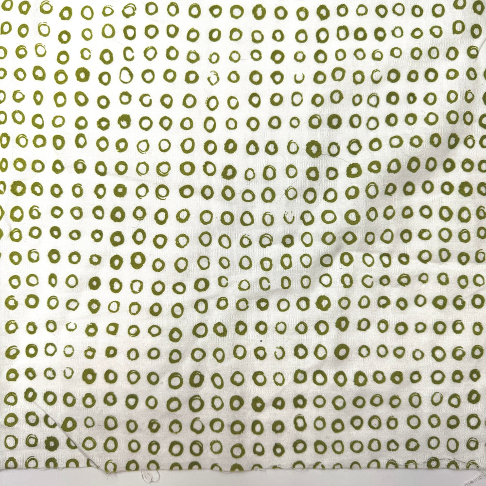 Olives - Poly/Cotton Woven - Light Cream/Green Polka Dots - 2M Bundle - True Deadstock fabric Fabric by private - Sustainable Textile | FABCYCLE