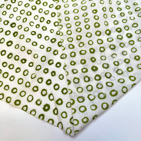 Olives - Poly/Cotton Woven - Light Cream/Green Polka Dots - 2M Bundle - True Deadstock fabric Fabric by private - Sustainable Textile | FABCYCLE
