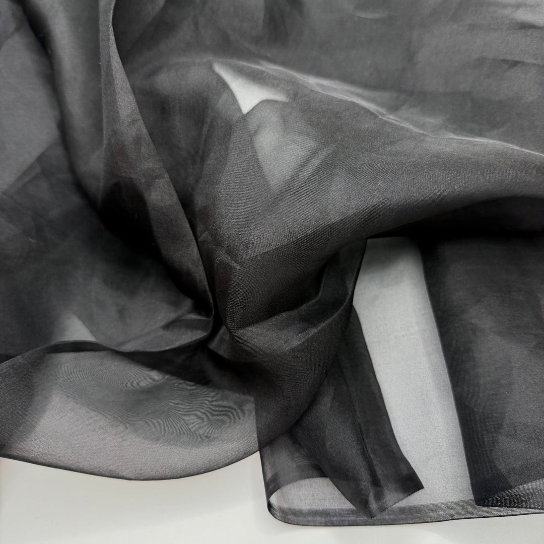 On The Guest List - Organza Silk Woven - Black - 1.65M Bundle - True Deadstock fabric Fabric by private - Sustainable Textile | FABCYCLE