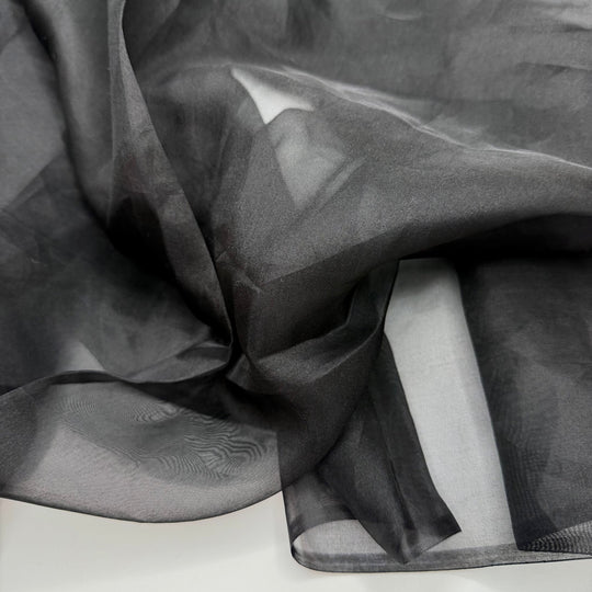 On The Guest List - Organza Silk Woven - Black - 1.65M Bundle - True Deadstock fabric Fabric by private - Sustainable Textile | FABCYCLE