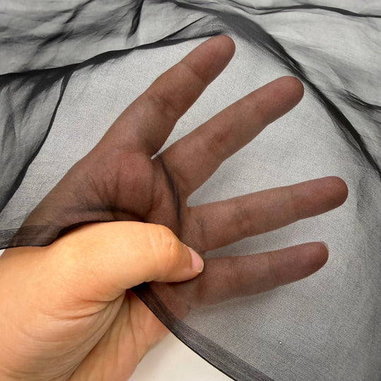 On The Guest List - Organza Silk Woven - Black - 1.65M Bundle - True Deadstock fabric Fabric by private - Sustainable Textile | FABCYCLE