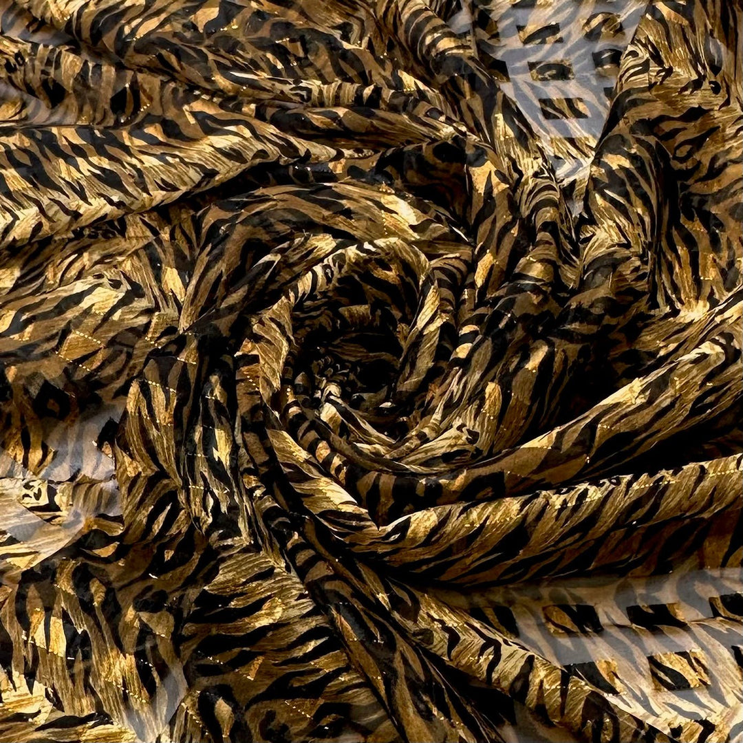 On The Prowl For Candy - Metallic Polyester Blend Woven - Black/Gold Animal Print - 0.9M Bundle - True Deadstock fabric Fabric by private - Sustainable Textile | FABCYCLE