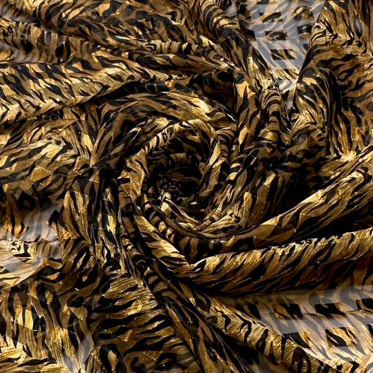 On The Prowl For Candy - Metallic Polyester Blend Woven - Black/Gold Animal Print - 0.9M Bundle - True Deadstock fabric Fabric by private - Sustainable Textile | FABCYCLE