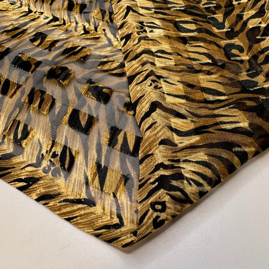 On The Prowl For Candy - Metallic Polyester Blend Woven - Black/Gold Animal Print - 0.9M Bundle - True Deadstock fabric Fabric by private - Sustainable Textile | FABCYCLE