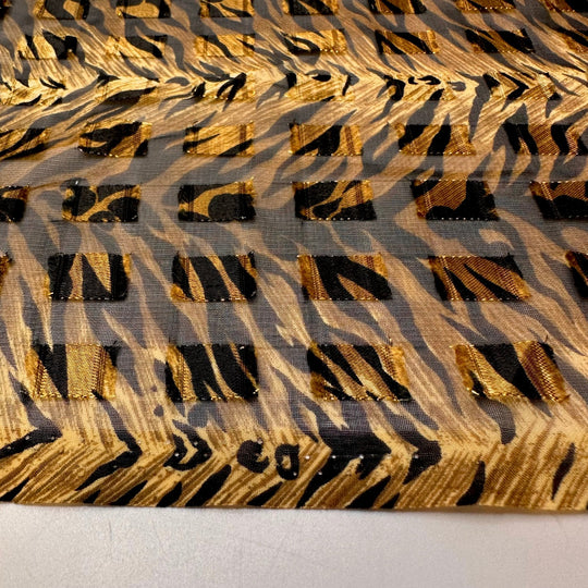 On The Prowl For Candy - Metallic Polyester Blend Woven - Black/Gold Animal Print - 0.9M Bundle - True Deadstock fabric Fabric by private - Sustainable Textile | FABCYCLE