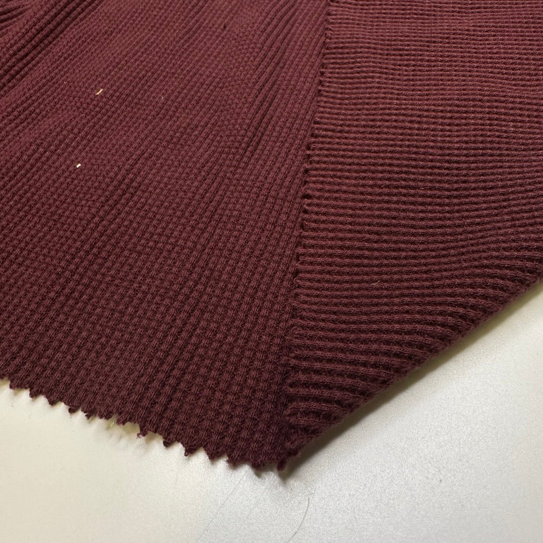 One Bottle Down - Waffle Knit Cotton Blend Knit - Burgundy - 0.8M Bundle - True Deadstock fabric Fabric by private - Sustainable Textile | FABCYCLE