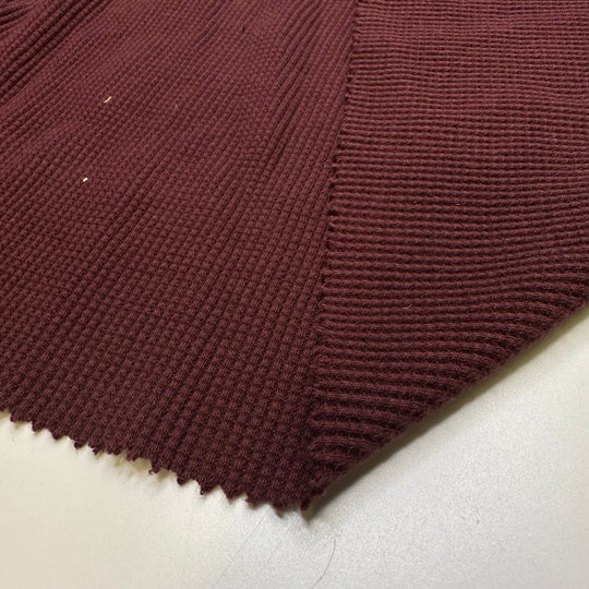 One Bottle Down - Waffle Knit Cotton Blend Knit - Burgundy - 0.8M Bundle - True Deadstock fabric Fabric by private - Sustainable Textile | FABCYCLE