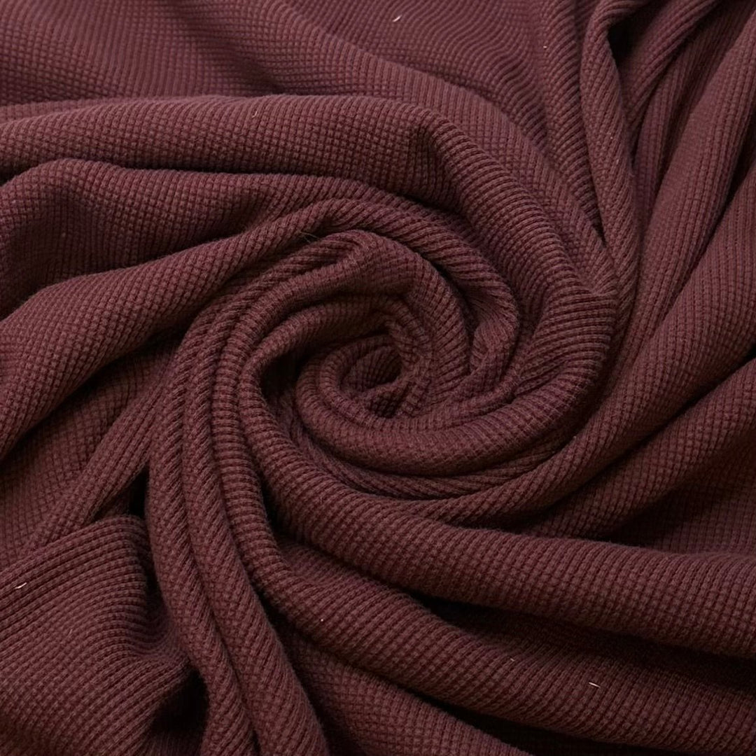One Bottle Down - Waffle Knit Cotton Blend Knit - Burgundy - 0.8M Bundle - True Deadstock fabric Fabric by private - Sustainable Textile | FABCYCLE