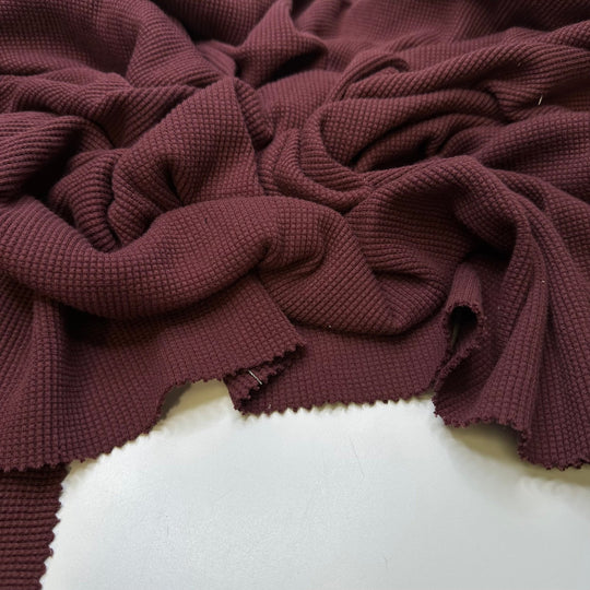 One Bottle Down - Waffle Knit Cotton Blend Knit - Burgundy - 0.8M Bundle - True Deadstock fabric Fabric by private - Sustainable Textile | FABCYCLE