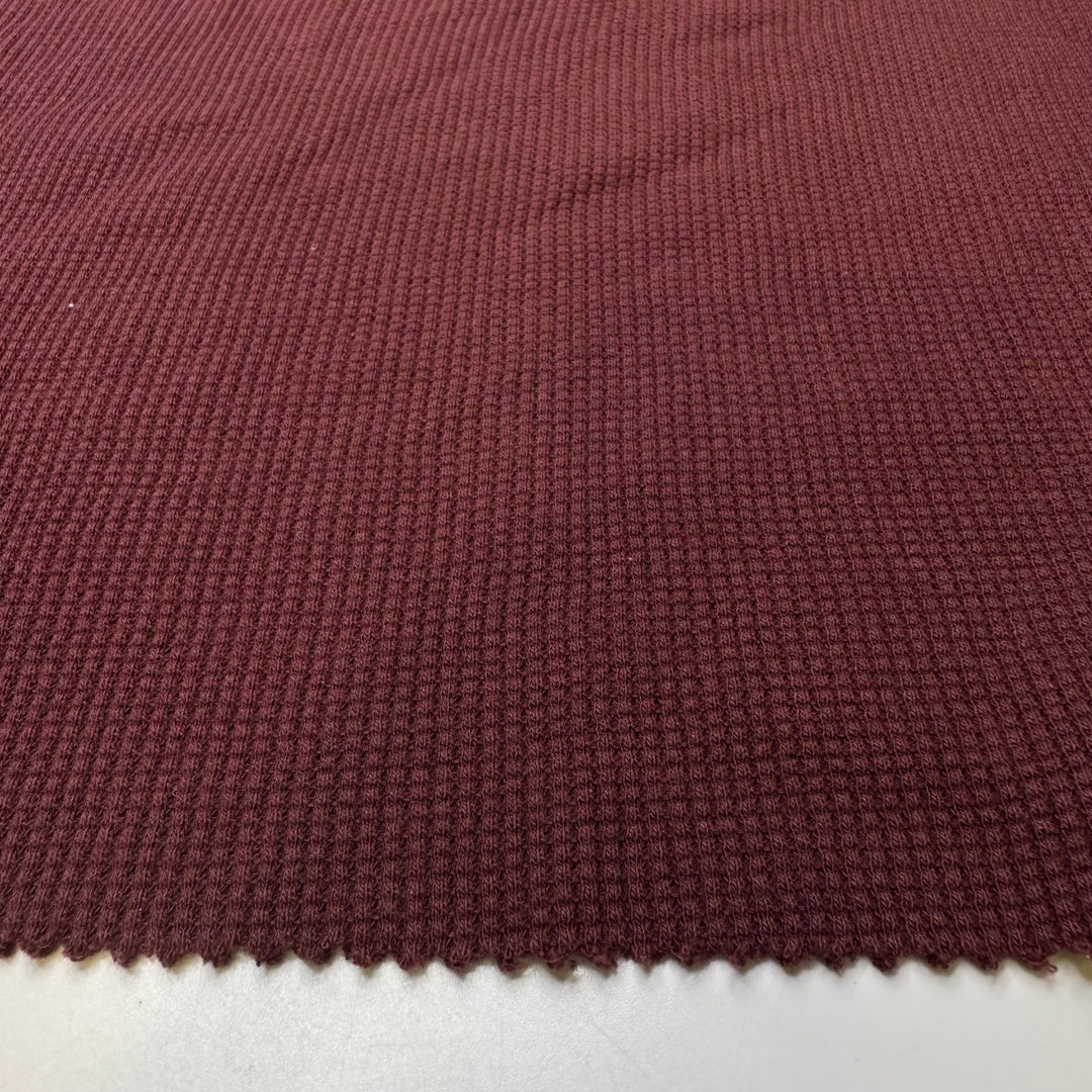 One Bottle Down - Waffle Knit Cotton Blend Knit - Burgundy - 0.8M Bundle - True Deadstock fabric Fabric by private - Sustainable Textile | FABCYCLE