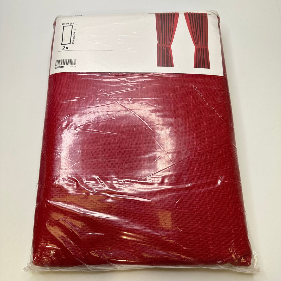 Opening A New Exhibit - Cotton Woven - Red - Curtain 2 Pack - True Deadstock fabric Fabric by private - Sustainable Textile | FABCYCLE