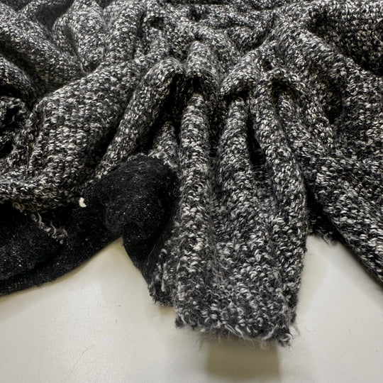 Optimistically Pessimistic - Blanket Terry Polyester Blend Knit - Black/White - Bundles - True Deadstock fabric Fabric by private - Sustainable Textile | FABCYCLE