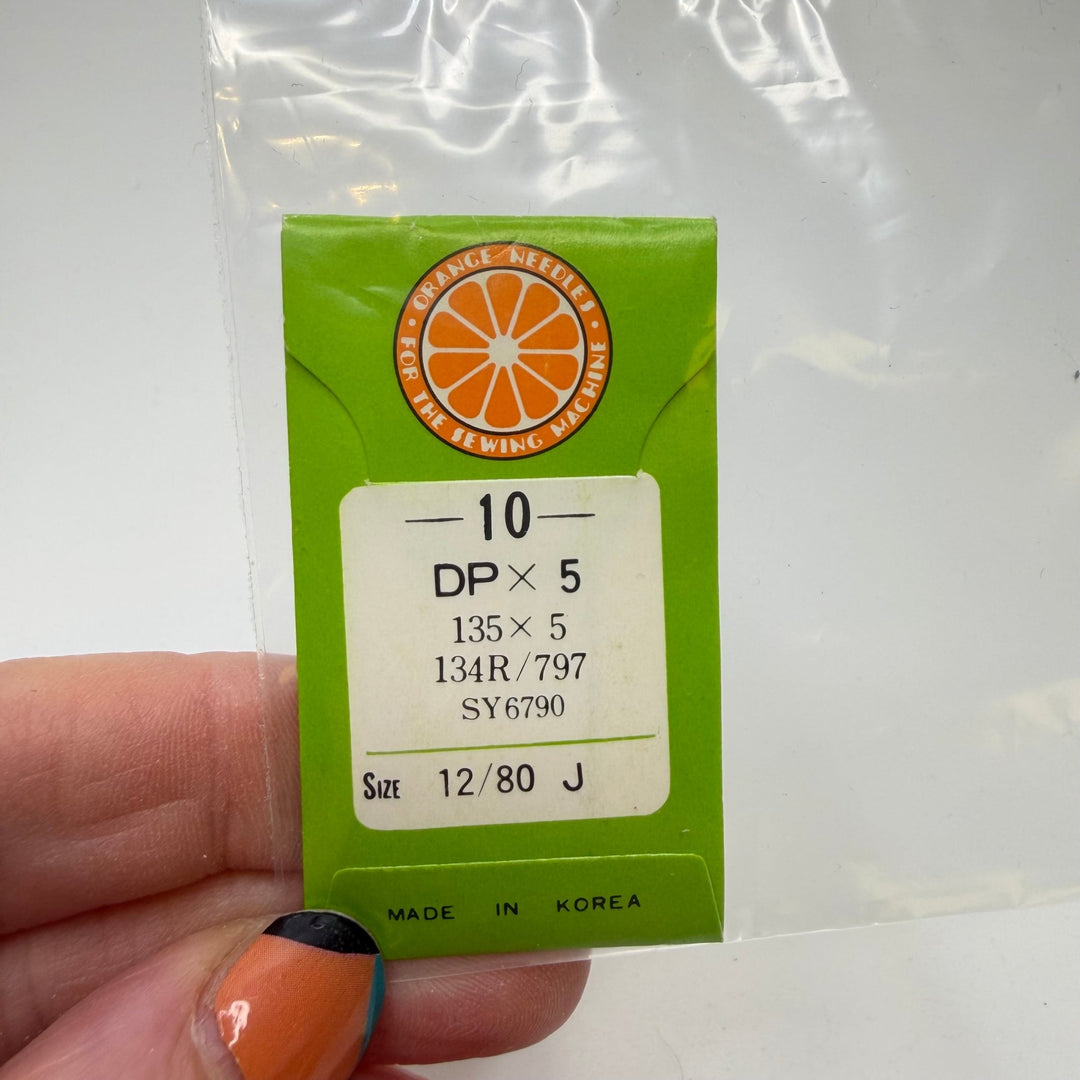 Orange Needles Sewing Machine Needles Notions - Green/Orange - 10 Pack - True Deadstock supplies Fabric by private - Sustainable Textile | FABCYCLE