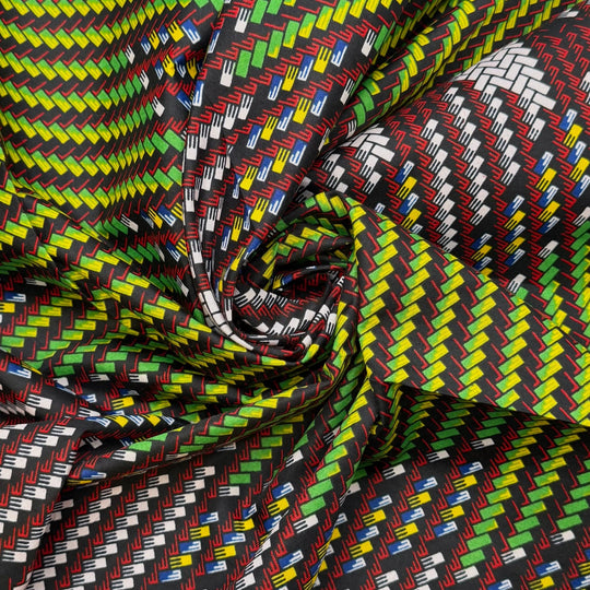 Organising My Notions - Batik Cotton Woven - Black Multi Geometric - 0.85M Bundle - True Deadstock fabric Fabric by private - Sustainable Textile | FABCYCLE