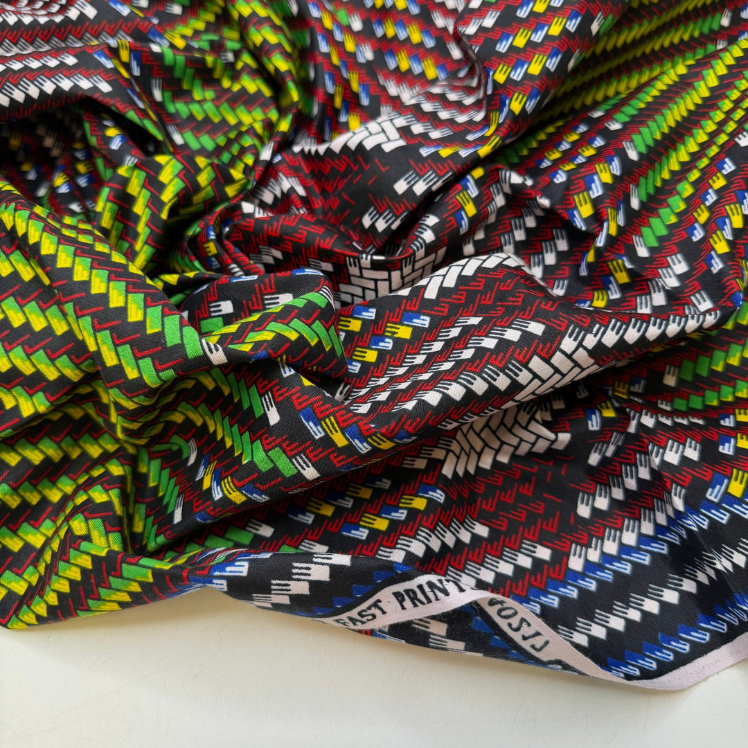Organising My Notions - Batik Cotton Woven - Black Multi Geometric - 0.85M Bundle - True Deadstock fabric Fabric by private - Sustainable Textile | FABCYCLE