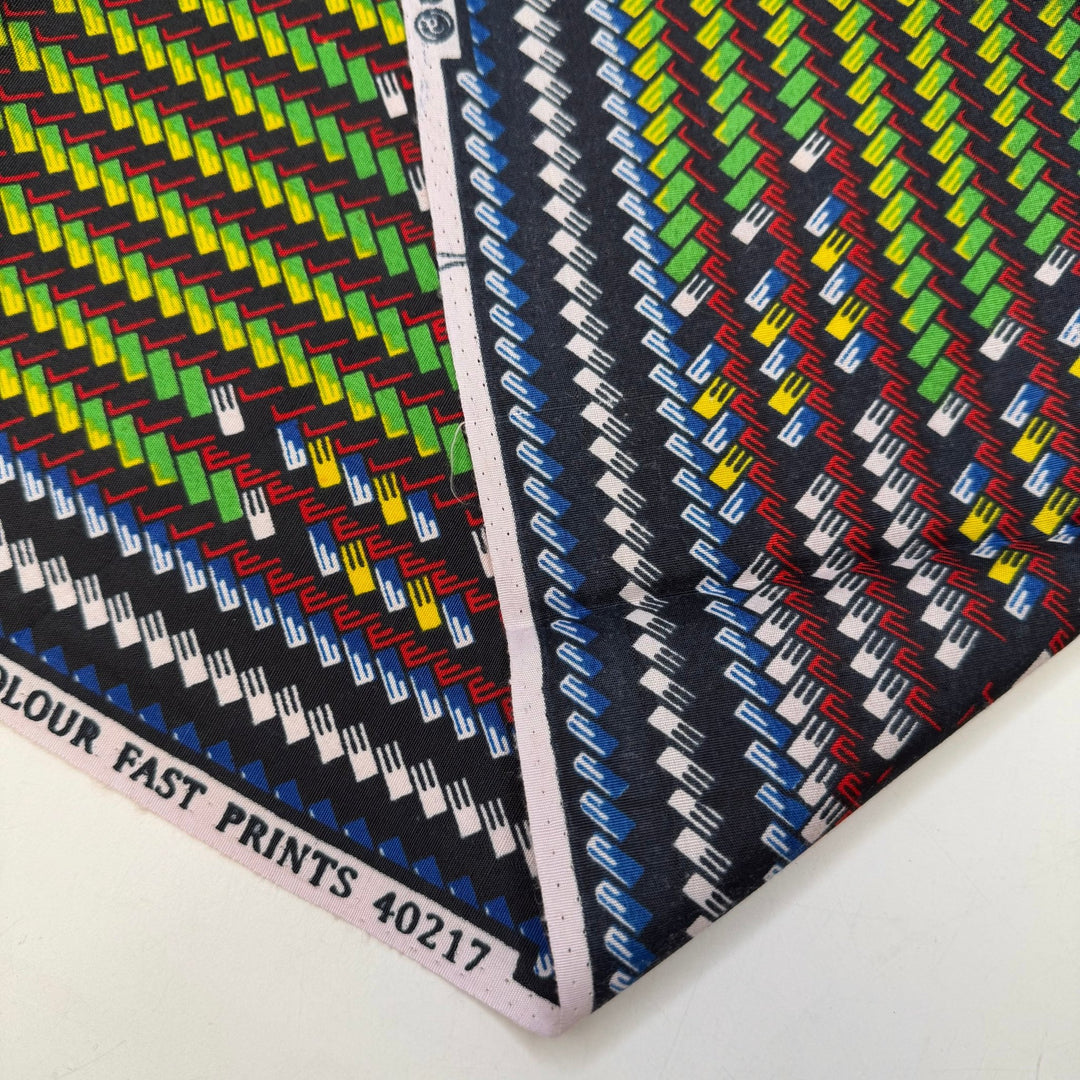 Organising My Notions - Batik Cotton Woven - Black Multi Geometric - 0.85M Bundle - True Deadstock fabric Fabric by private - Sustainable Textile | FABCYCLE