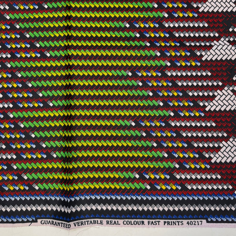 Organising My Notions - Batik Cotton Woven - Black Multi Geometric - 0.85M Bundle - True Deadstock fabric Fabric by private - Sustainable Textile | FABCYCLE