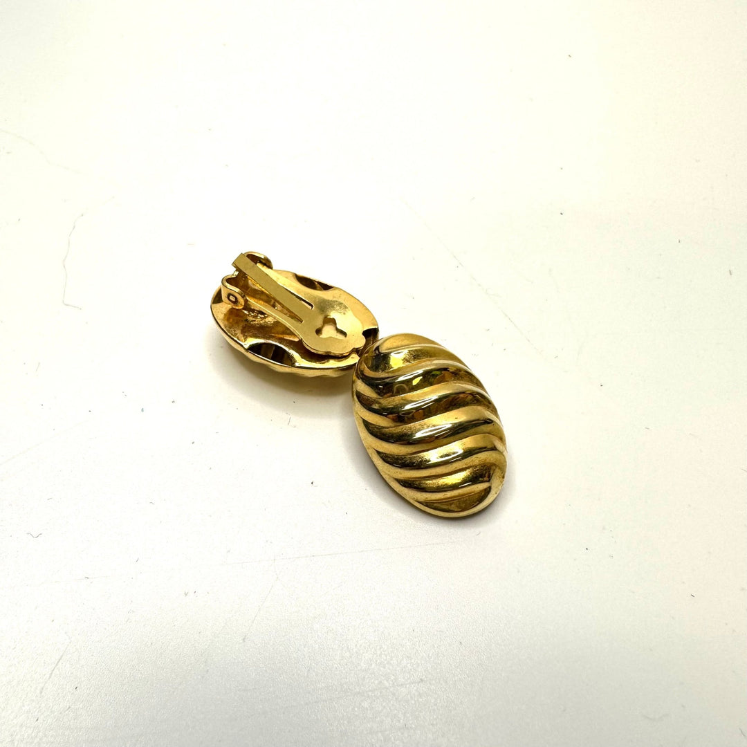 Oval Brass Clip On Earrings Costume Jewelry - Gold - Individual - True Deadstock supplies Fabric by private - Sustainable Textile | FABCYCLE