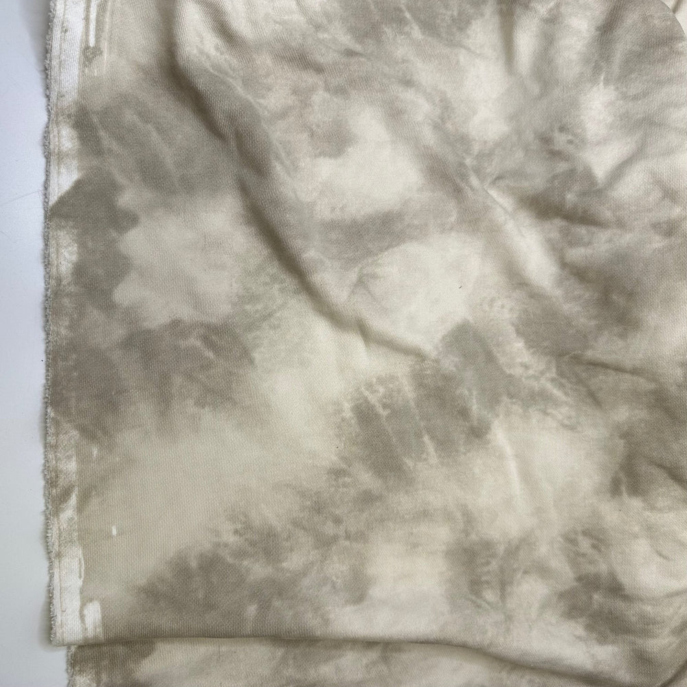 Overcast Fall Sky - French Terry Cotton Blend Knit - Light Cream/Grey Tie Dye - Bundles - True Deadstock fabric Fabric by private - Sustainable Textile | FABCYCLE