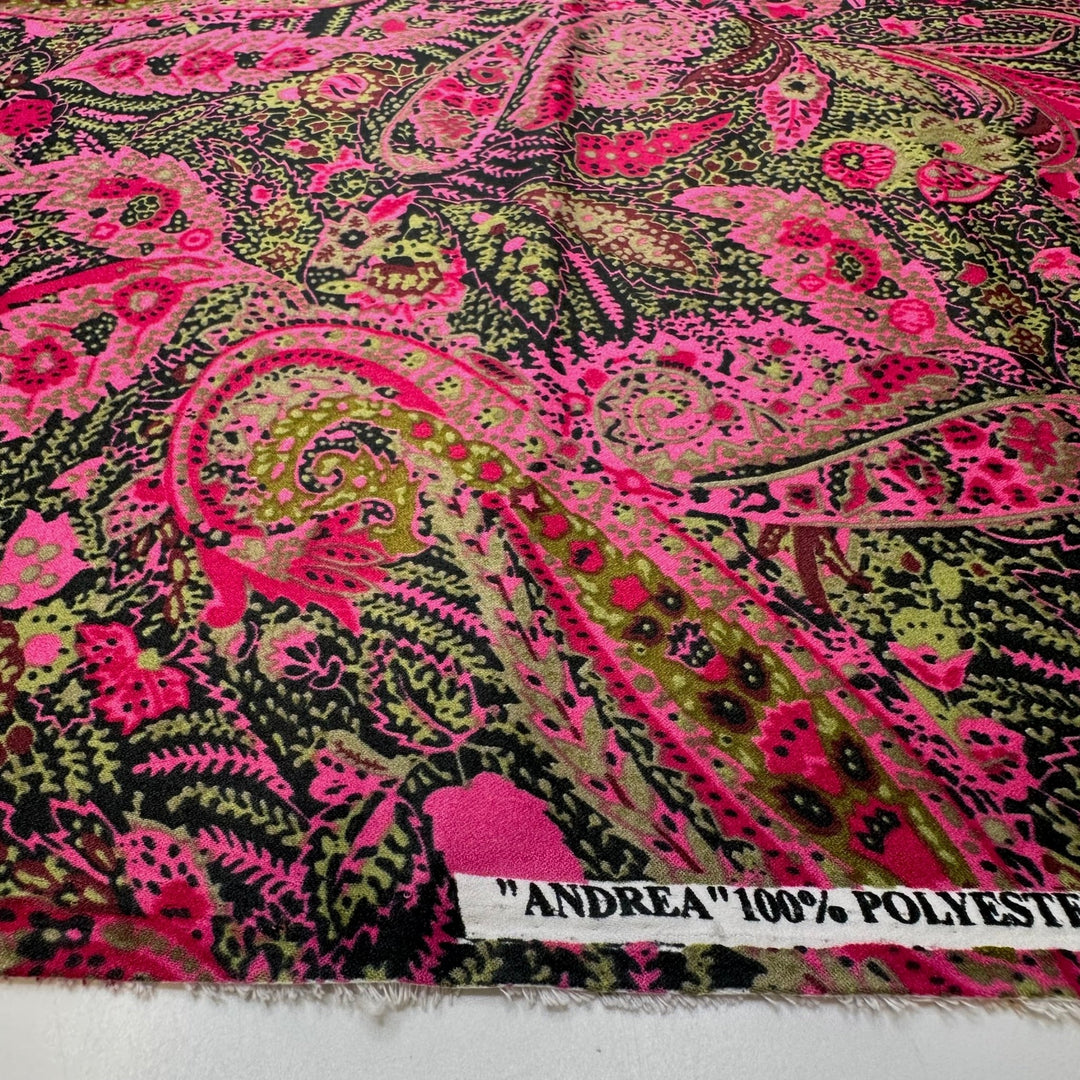Overgrowth - Polyester Blend Woven - Dark Pink Multi Paisley - Bundles - True Deadstock fabric Fabric by private - Sustainable Textile | FABCYCLE