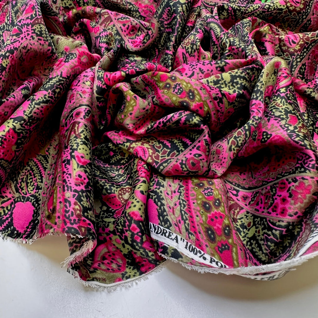 Overgrowth - Polyester Blend Woven - Dark Pink Multi Paisley - Bundles - True Deadstock fabric Fabric by private - Sustainable Textile | FABCYCLE
