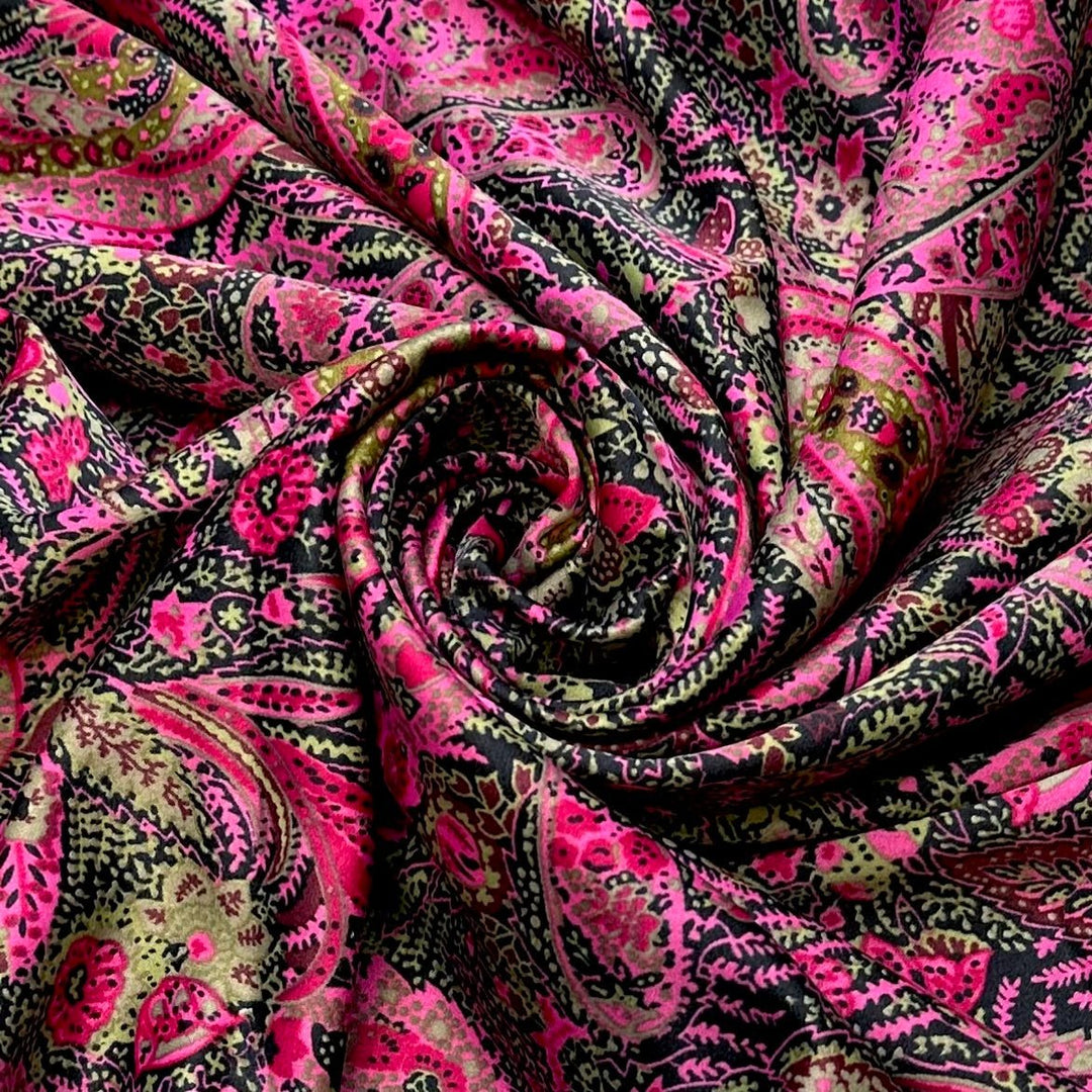 Overgrowth - Polyester Blend Woven - Dark Pink Multi Paisley - Bundles - True Deadstock fabric Fabric by private - Sustainable Textile | FABCYCLE