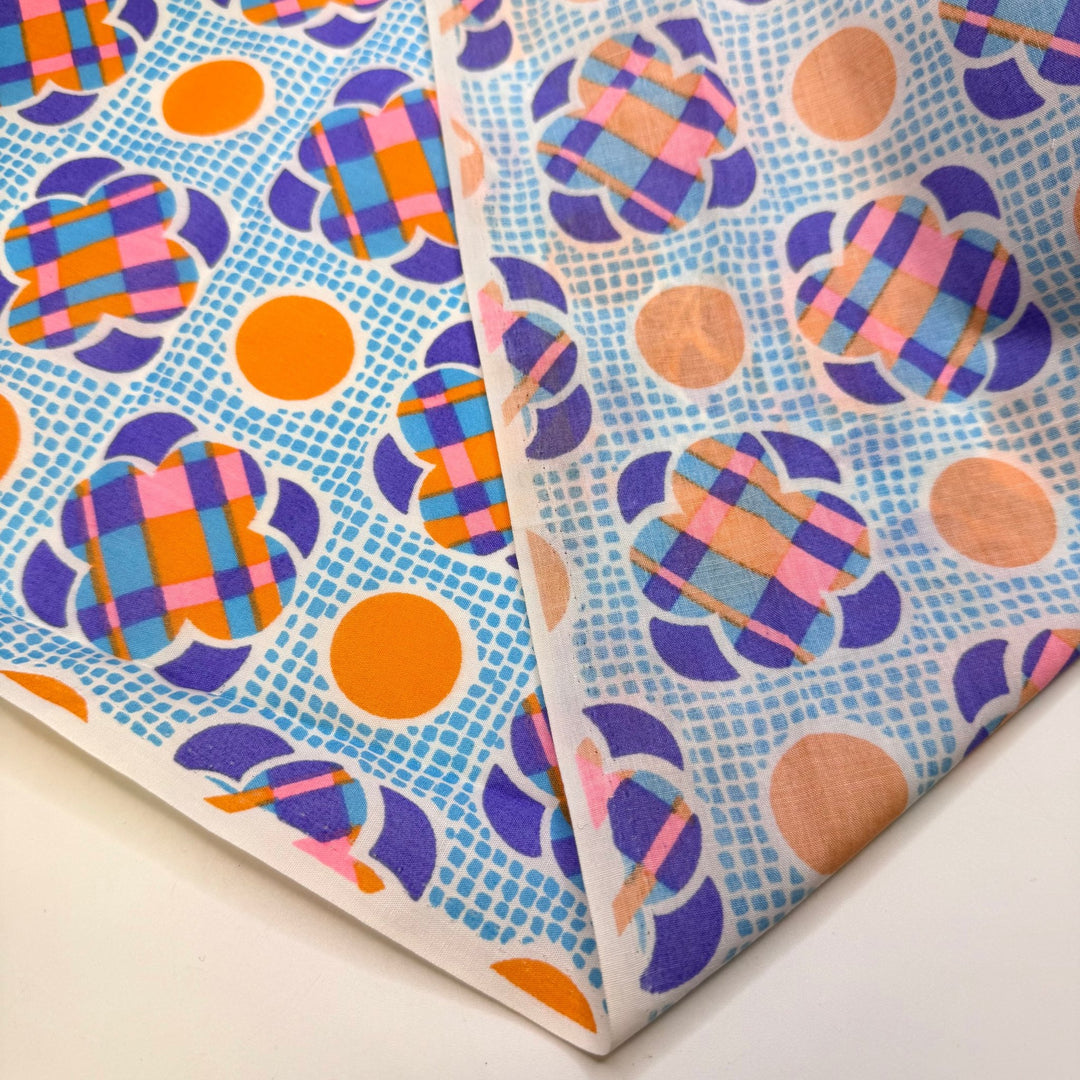 Oyster Stew - Cotton Blend Woven - Blue Multi Geometric - 2.55M Bundle - True Deadstock fabric Fabric by private - Sustainable Textile | FABCYCLE